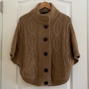 Cable Knit Sweater Poncho/Cape in Camel